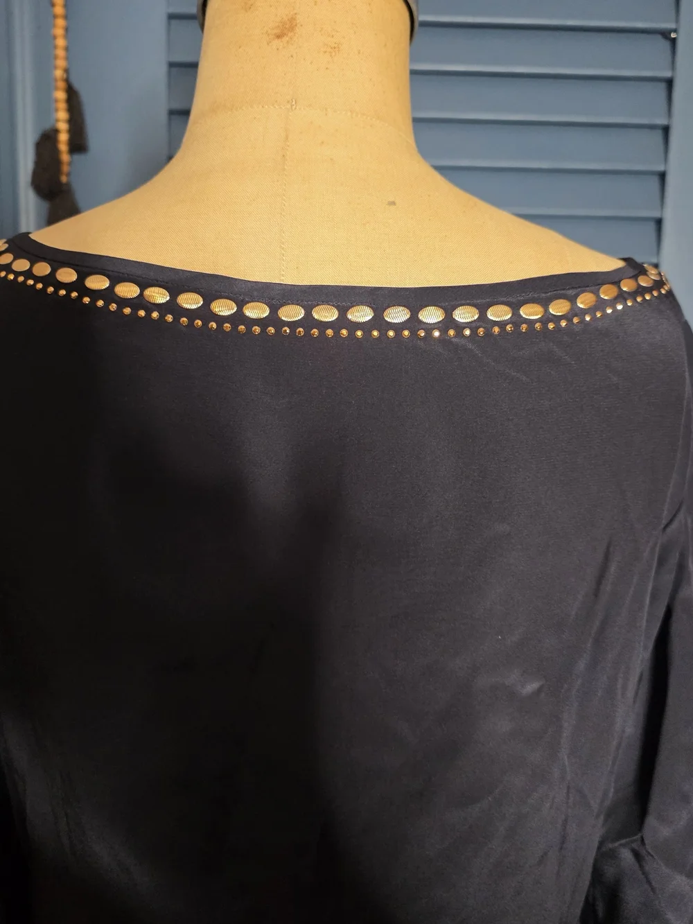 NWOT Tory Burch Navy Silk Studded Tunic Top Blouse Size 4 - Pristine!